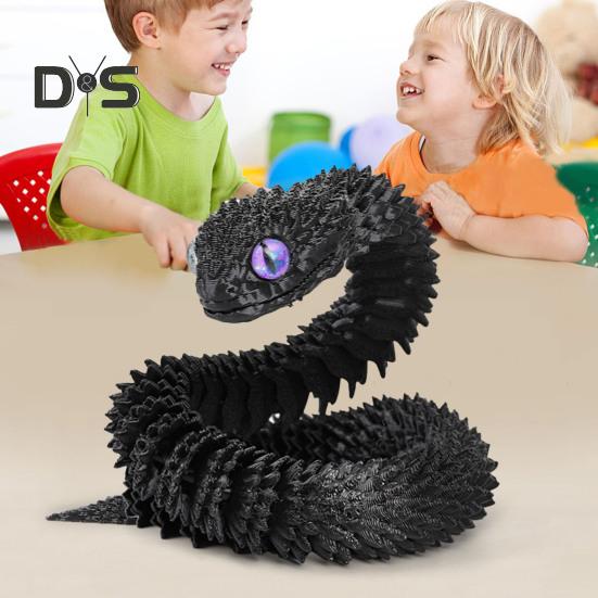 3D Printed Animals Articulated Simulated Snake Stress Relief Toys Realistic Flexible Snake Fidget Toy Tabletop Ornament for Kids Adults