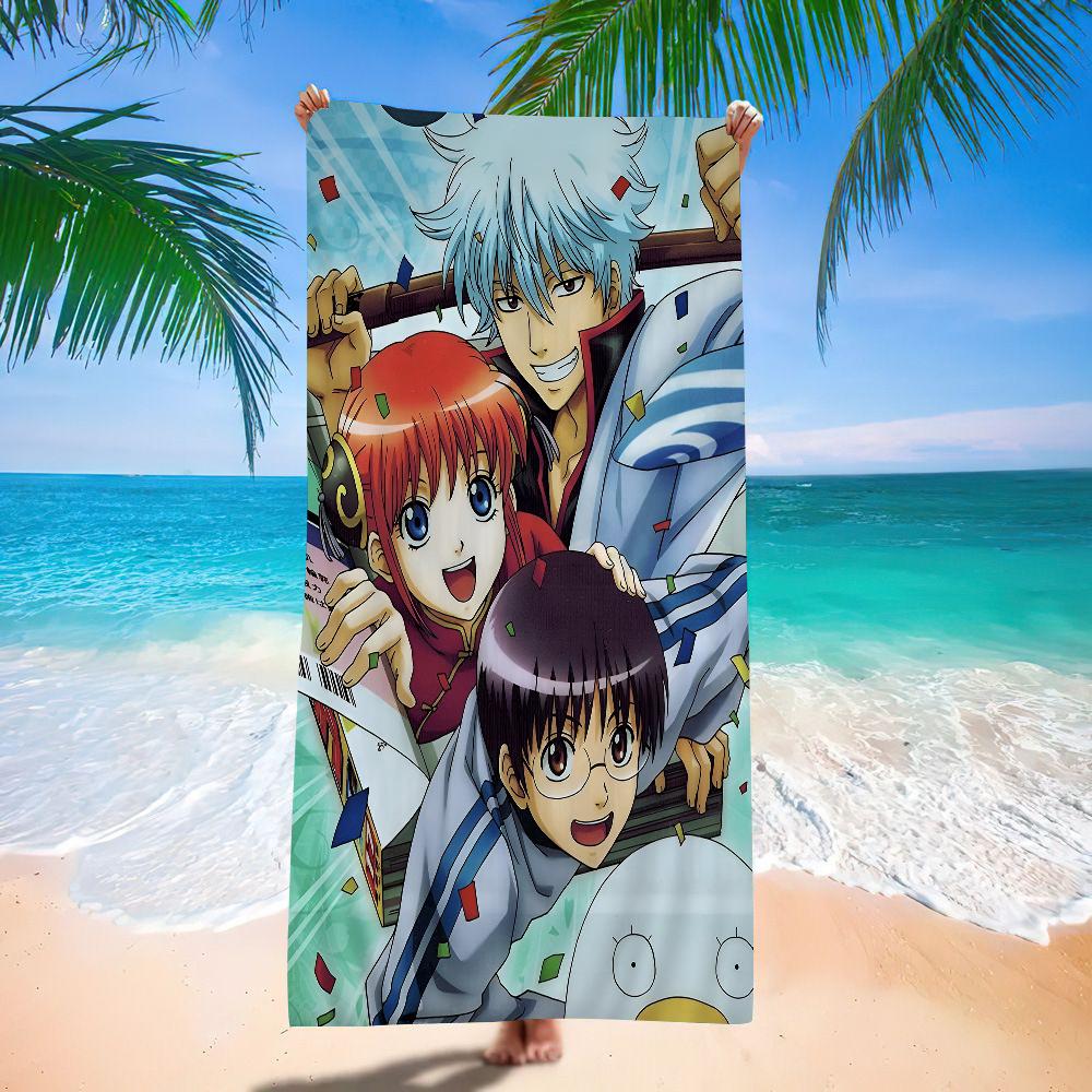 GINTAMA Аниме Микрофибра Пляжное полотенце Впитывающее Быстросохнущее Мягкое Йога Плавание Курорт Альпинизм Полотенце