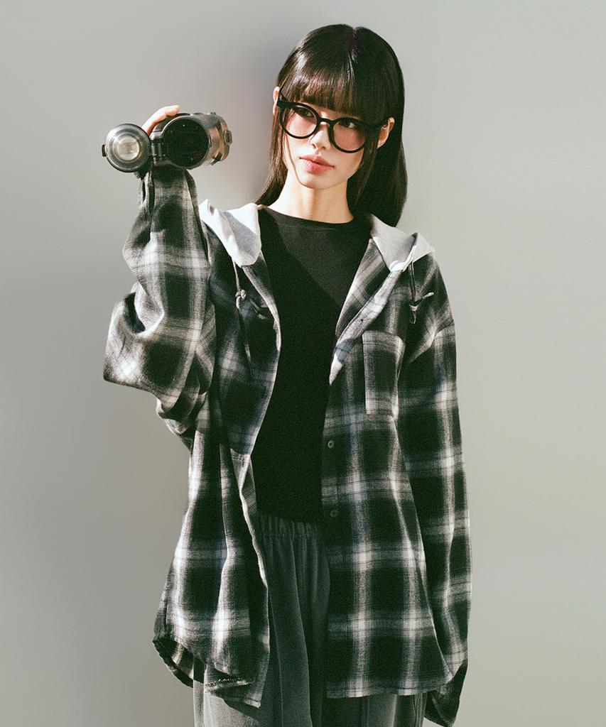 ACOVER Tartan Sweat Hoodie Check Shirt 3 Colors