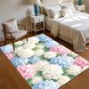 Lush Vibrant Soft Pastel Hydrangea Floral Area Rug Pink Blue White Print Cozy Floor Mat for Living Room Bedroom Entryway