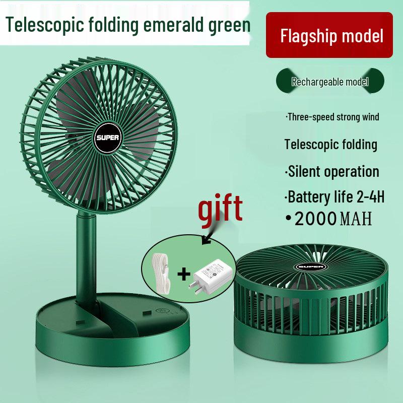 Compact USB Rechargeable Silent Desktop Fan for Office, Dorm, or Bedside Use
