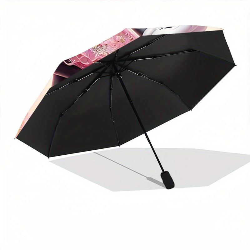 1pc Disney Minnie & Butterfly Automatic 3-Fold Umbrella Design, Cute Cartoon Pattern, Portable Outdoor Umbrella, Perfect, Holiday Gift for D