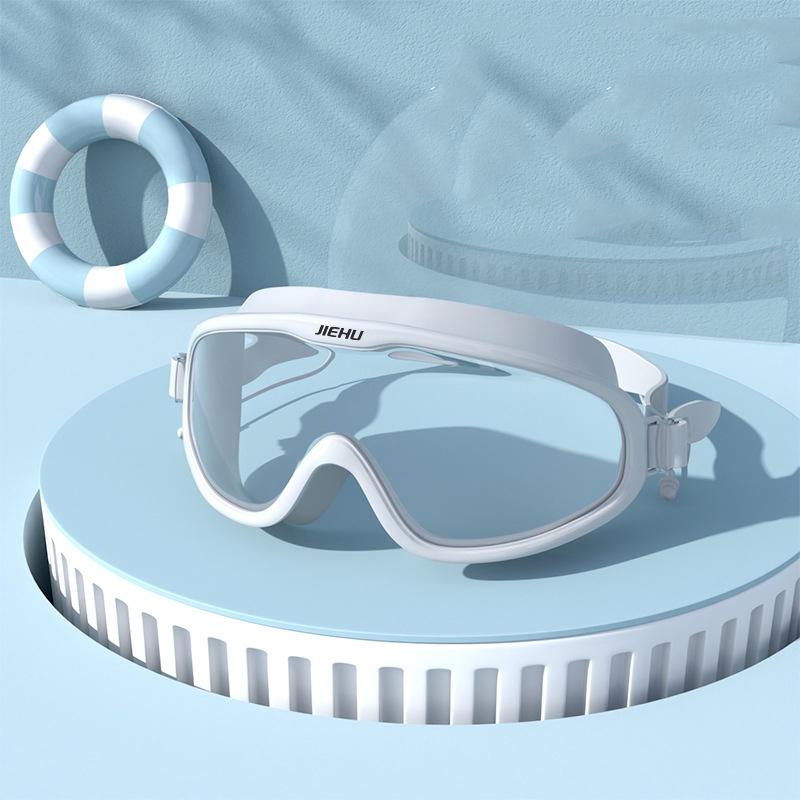 Очки для плавания с водонепроницаемым силиконовым покрытием против запотевания и берушами для близорукости -1,5~-8,0 градусов