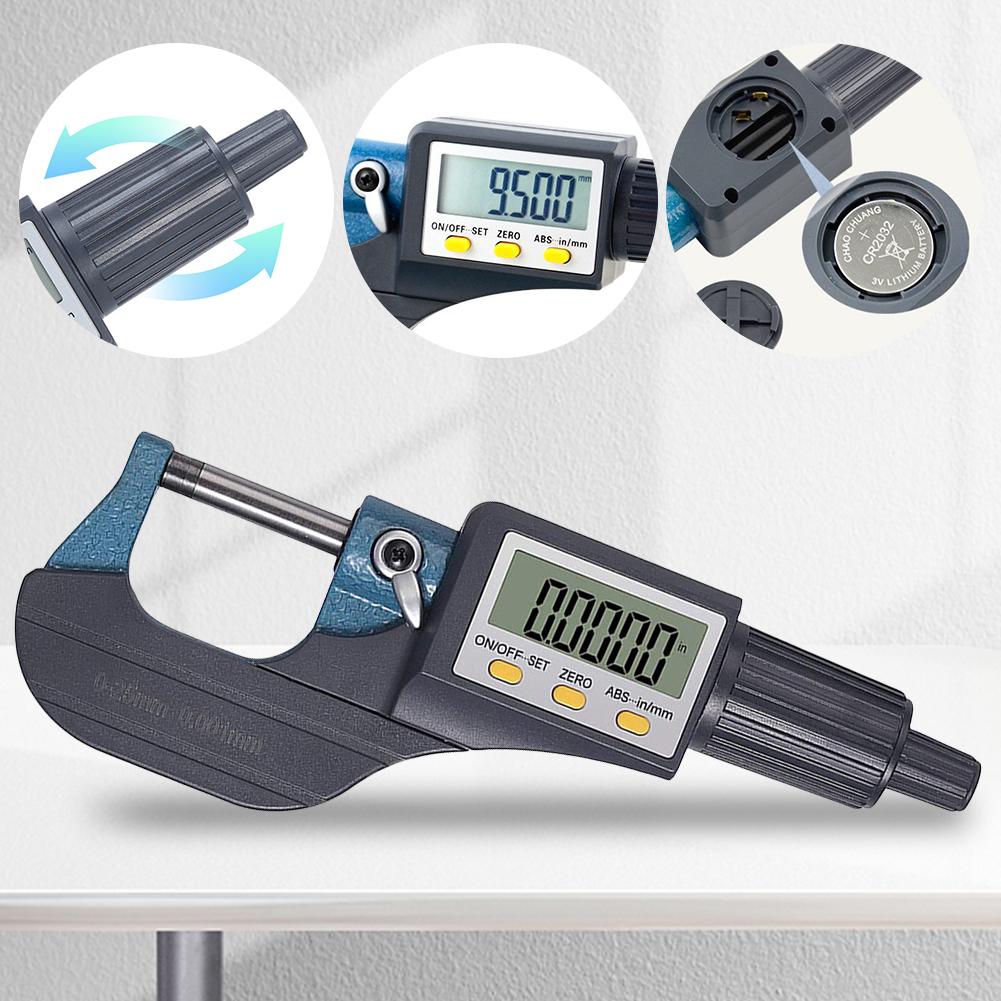 Цифровой держатель микрометра 0-25 мм ЖК-экран электронный наружный микрометр со шкалой 0,01 мм высокоточный штангенциркуль калибр инструмент