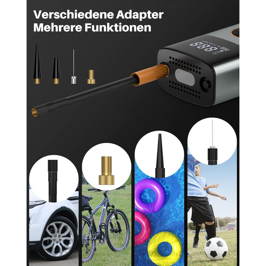 Электрический портативный воздушный насос с аккумулятором-велосипедный насос, шинный насос I50PSI, 4000 мАч, компрессор для мотоциклов, велосипедов, автомобилей, шариков