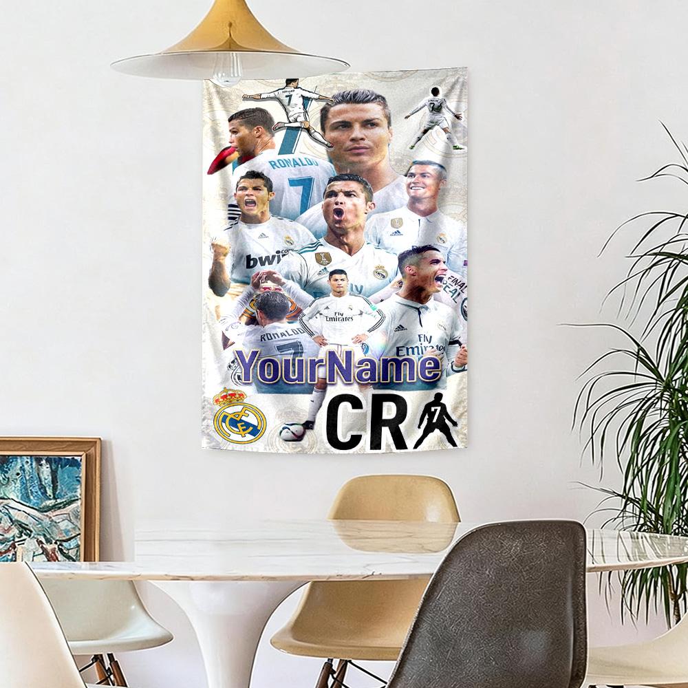 Cristiano Ronaldo Custom Your Name Wall Decor Tapestry Art For Pet Memorial Birthdaywedding Party Backdrop Family Gift