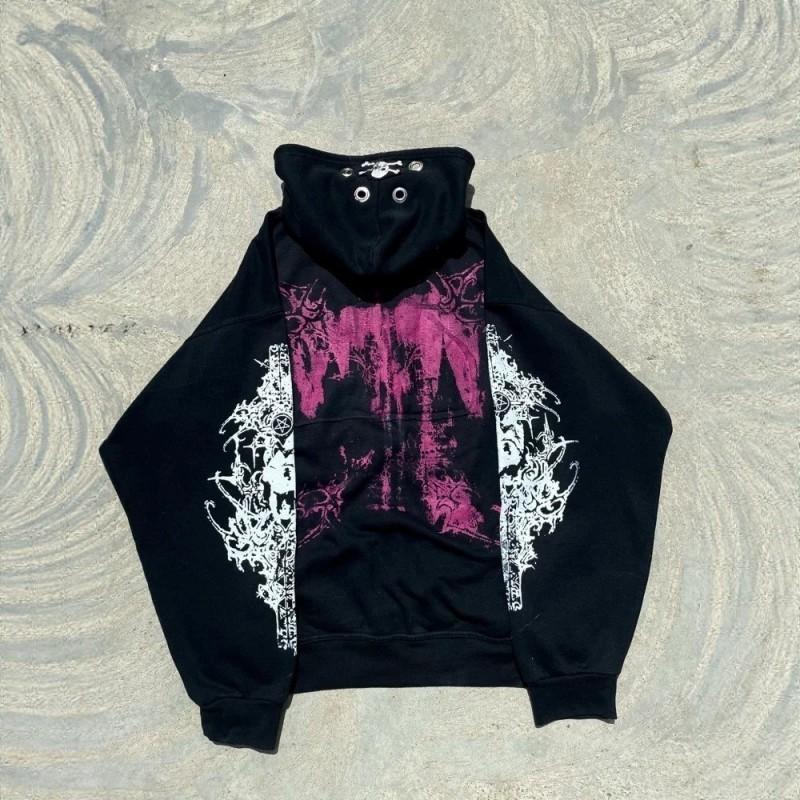 Unisex Oversized Hooded Sweatshirt With Abstract Dark Print Streetwear Long Sleeve Pullover Top