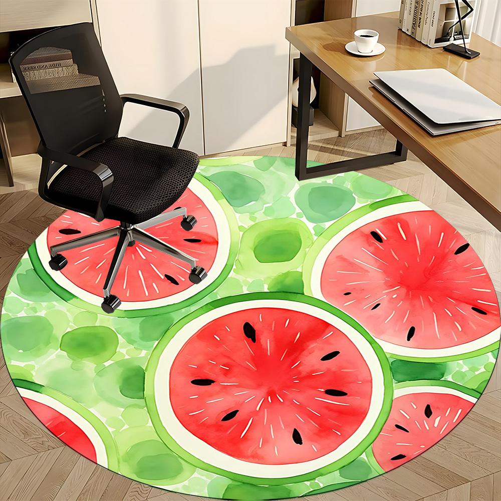 1PC Watermelon Pattern Office Round Area Rug, Mat Suitable For Office, Under Office Chairs Bedroom Living Room Home Decor, Room Deco