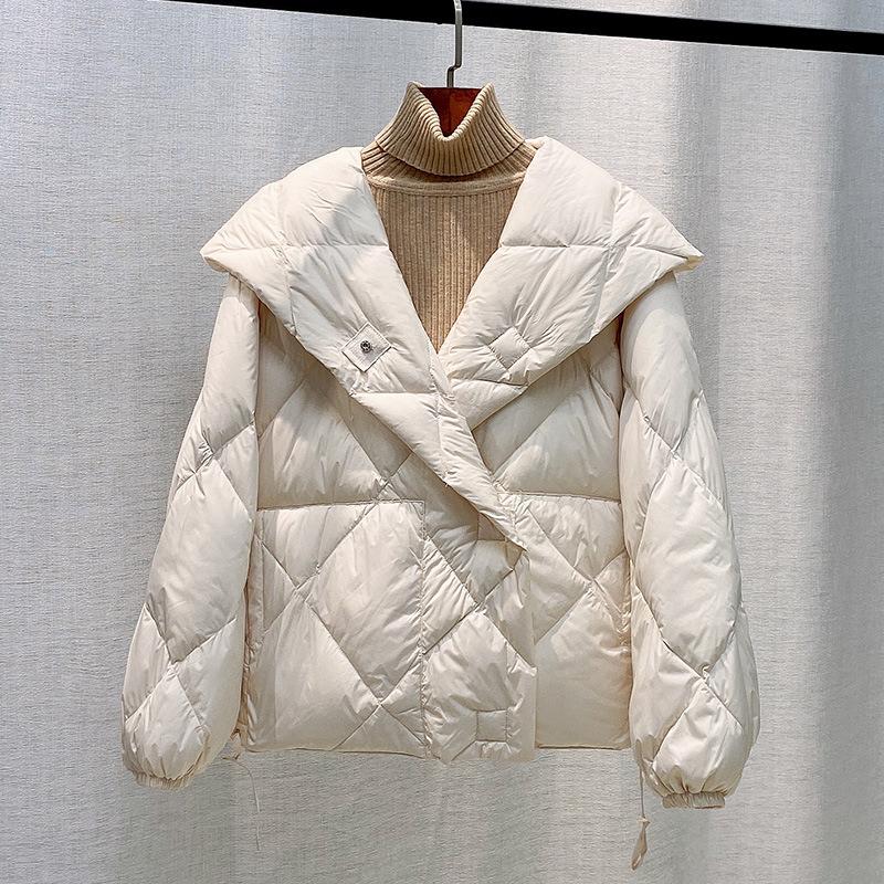 Зимняя Мода Пуховая Короткая Куртка Женская Толстая Теплая Куртка-Пуховик с Капюшоном Верхняя Одежда