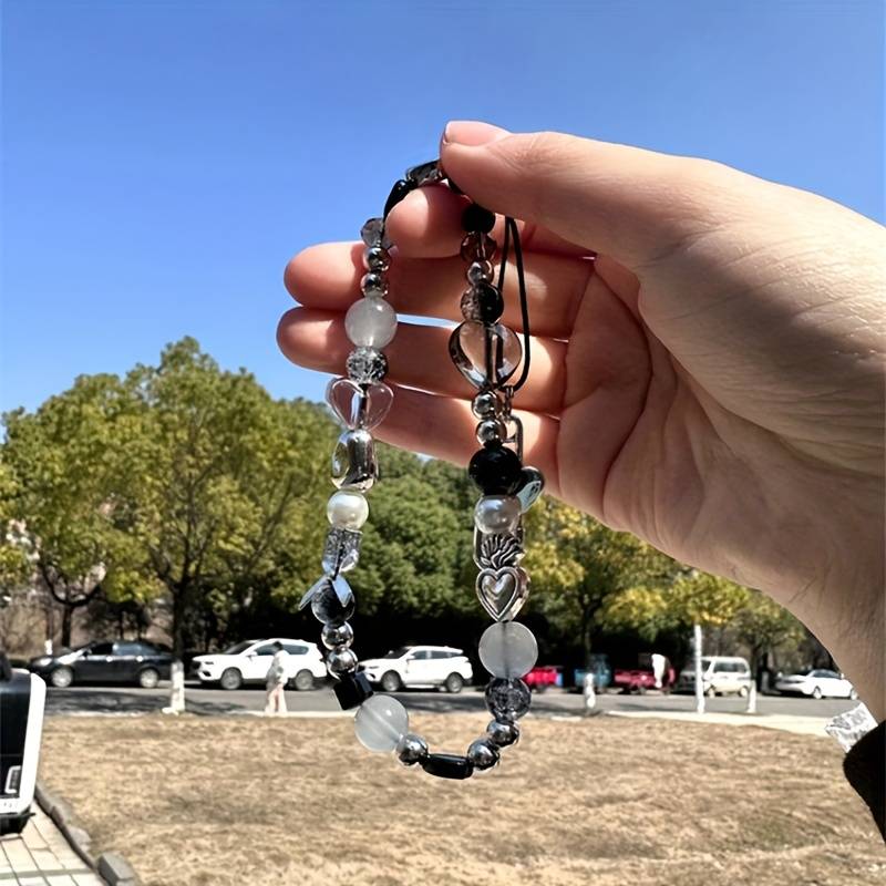 Сердечко Брелок-Ремешок для Телефона Цветочная Бусина Подвеска Модный Браслет Для IPhone Samsung Аксессуары Подвесная веревка Для Милой Девочки Женщины