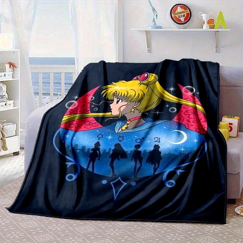Moonlit Guardian Blanket Flannel Blanket for bed, sofa, Camping, Hiking, Picnic Essentials, gift for family Fan gifts