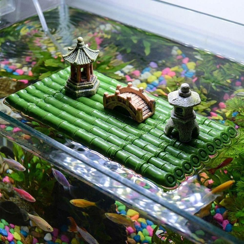 Artificial Bamboo Floating Bamboo Raft Ornament No Fading Bamboo Raft Figurine Home Decoration