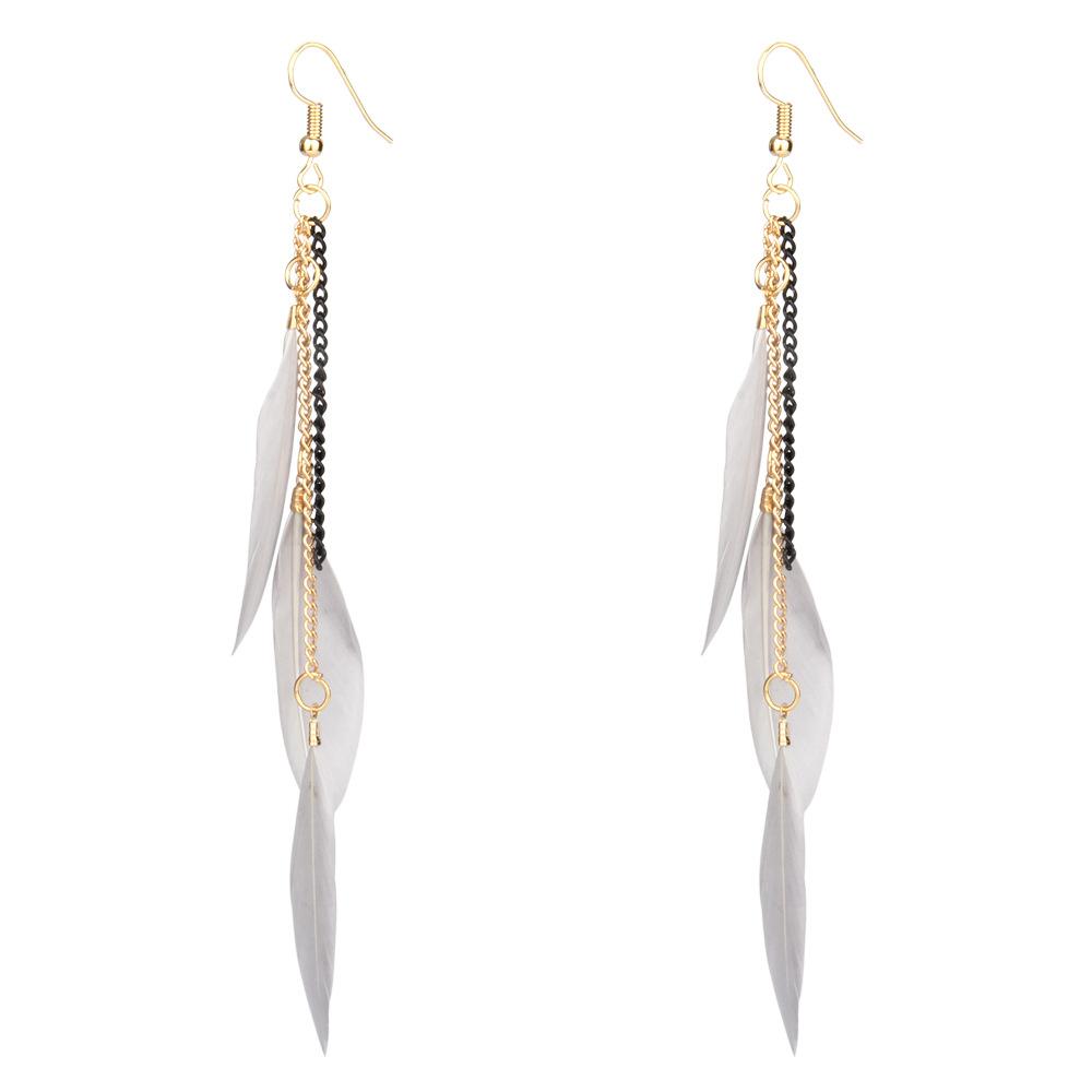 Женские серьги в этническом стиле в богемном стиле, элегантные серьги с перьями в стиле ретро