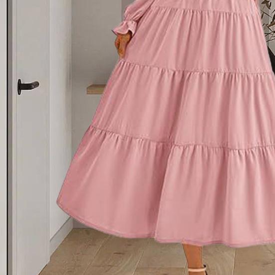 Весеннее платье с плиссированным подолом в стиле пэчворк, А-силуэт, большое свободное платье миди с V-образным вырезом, длинными рукавами-фонариками, струящееся платье с высокой талией, однотонное платье для свиданий