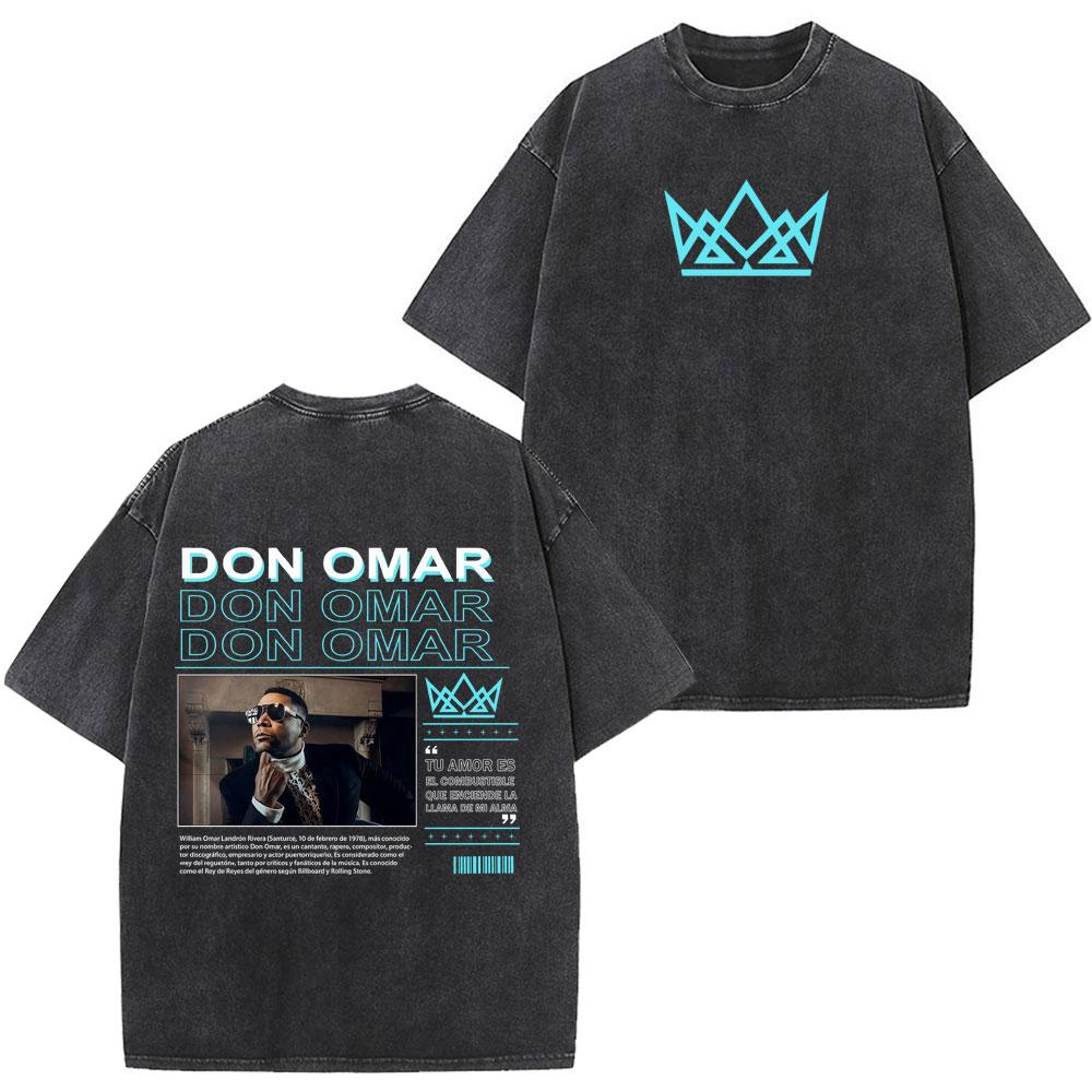 Rapper Don Omar Album Print Tshirts Unisex Women Fashion Tshirts Shortsleeved Loose Casual Cotton Vintage Washed Tshirts Tops