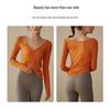 Women's Autumn V-Neck Long Sleeve Yoga Top - Nude Feeling, Ideal for Running, Fitness, and Pilates