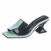 Women's Shoes Summer Transparent Film Slippers Color Matching Half Drag Sandals Open Toe Thick Heels Women Shoes