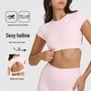 Women's Summer Backless Short Sleeve Yoga Top with Chest Pad