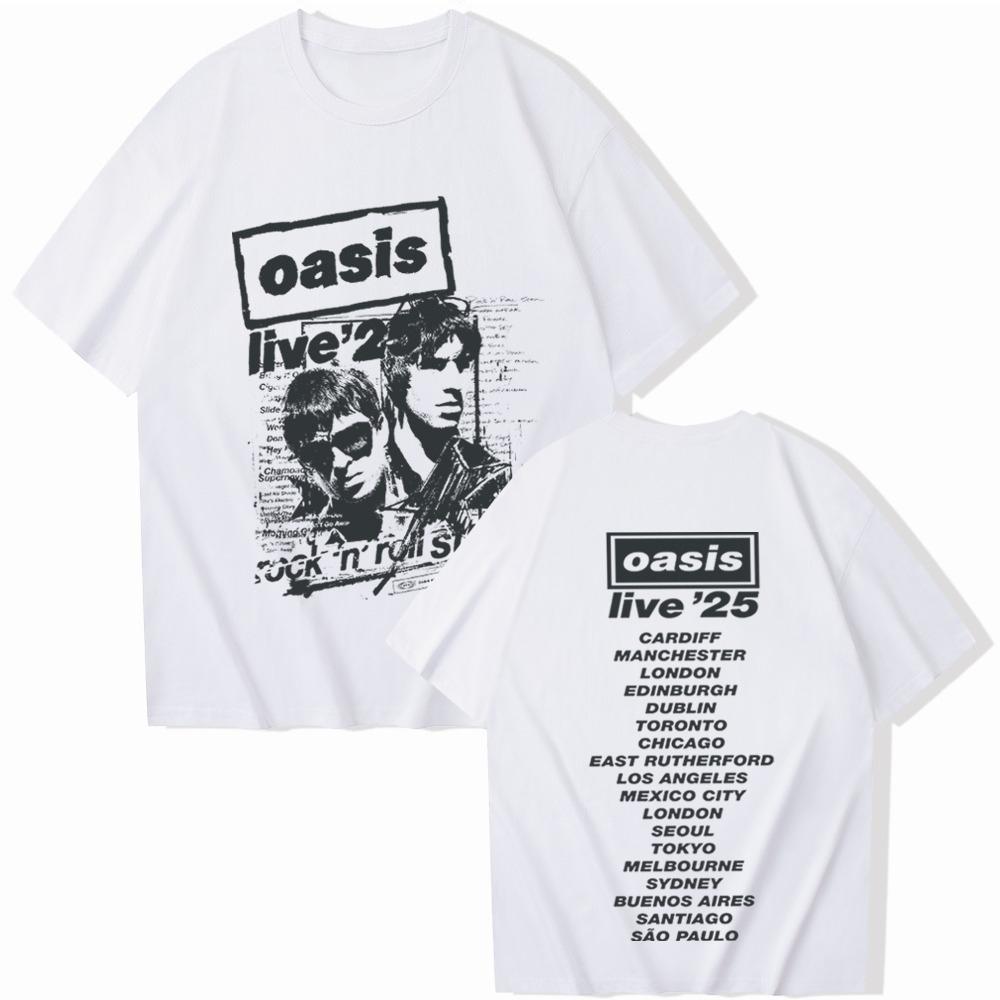 Новое поступление Футболка Oasis Live Tour Подарок для фанатов Харадзюку Унисекс Футболка с круглым вырезом Впитывающая пот и дышащая футболка