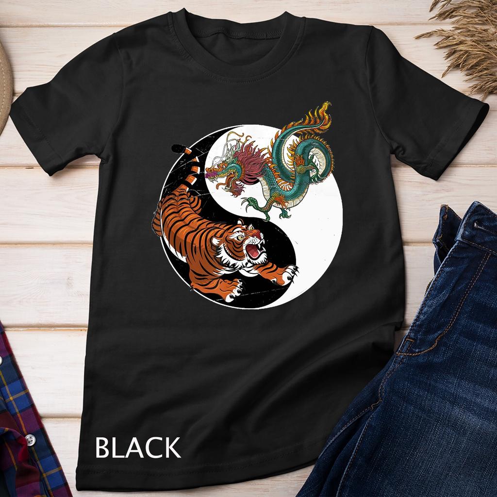 Asian Dragon Tiger Yin Yang Tiger T-Shirt Mens Womens Tees Top Unisex T-Shirt Mens Womens Tees Top