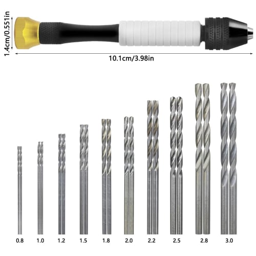 AIFUDA Hand Drill for Jewelry Making, AIFUDA Hand Pin Vise, Micro Twist Drill Bit Set (0.8mm-3.0mm) for Resin, Rotary Tool for Wood, Jewelry, Plastic,