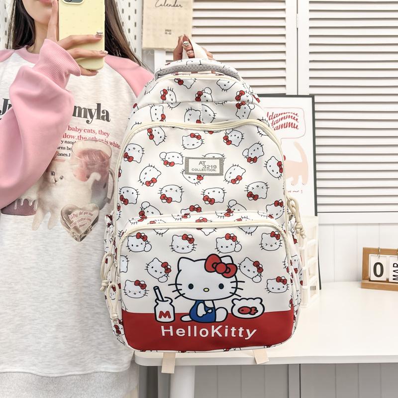 Школьная сумка большого объема Рюкзак Hello Kitty Повседневный Мультяшный Корейская версия Милый с принтом Школьная сумка Легкий Рюкзак для путешествий