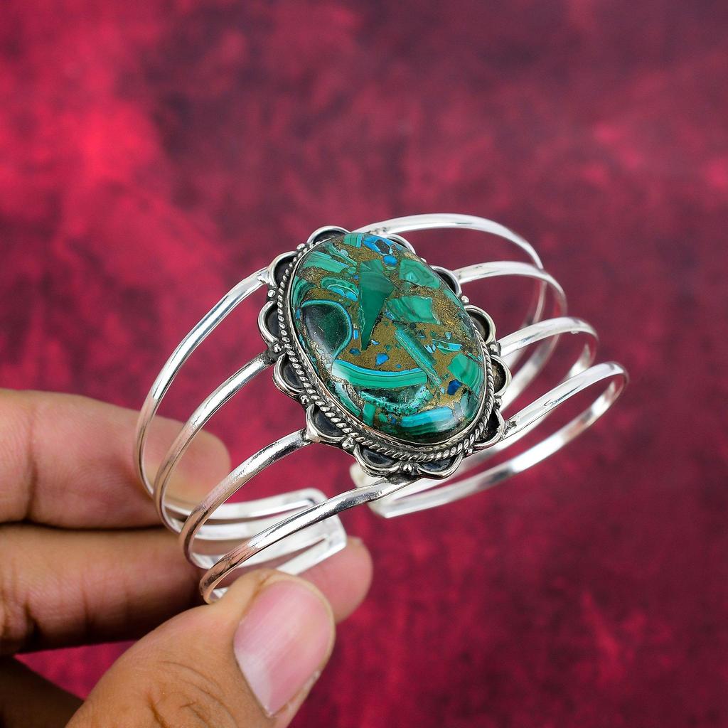 Fiesta Kingman Turquoise Bangle, 925 Solid Sterling Silver Gemstone Jewelry, Handmade Bangle For Wedding Gift