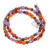 Natural Carnelian Amethyst Labradorite Gemstone Smooth Beads Necklace 17" UB4954 UB-4954