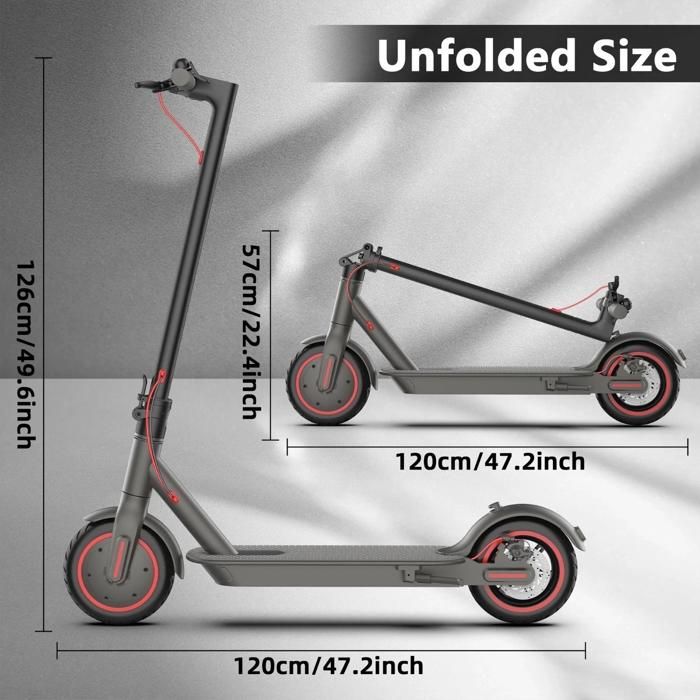 T4 PRO - Trottinette électrique pliable - 8,5 pouces - Moteur 350W - Batterie 36V 10,4Ah - Autonomie max 30km/h - Bluetooth - Noir