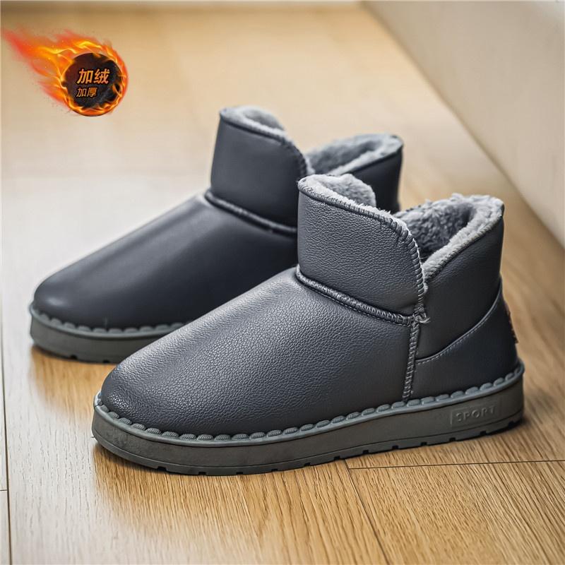 Зимние новые мужские бархатные теплые зимние ботинки 2024 года, легкие и удобные, средней высоты, универсальные, однотонные, из хлопка, размер 40-44