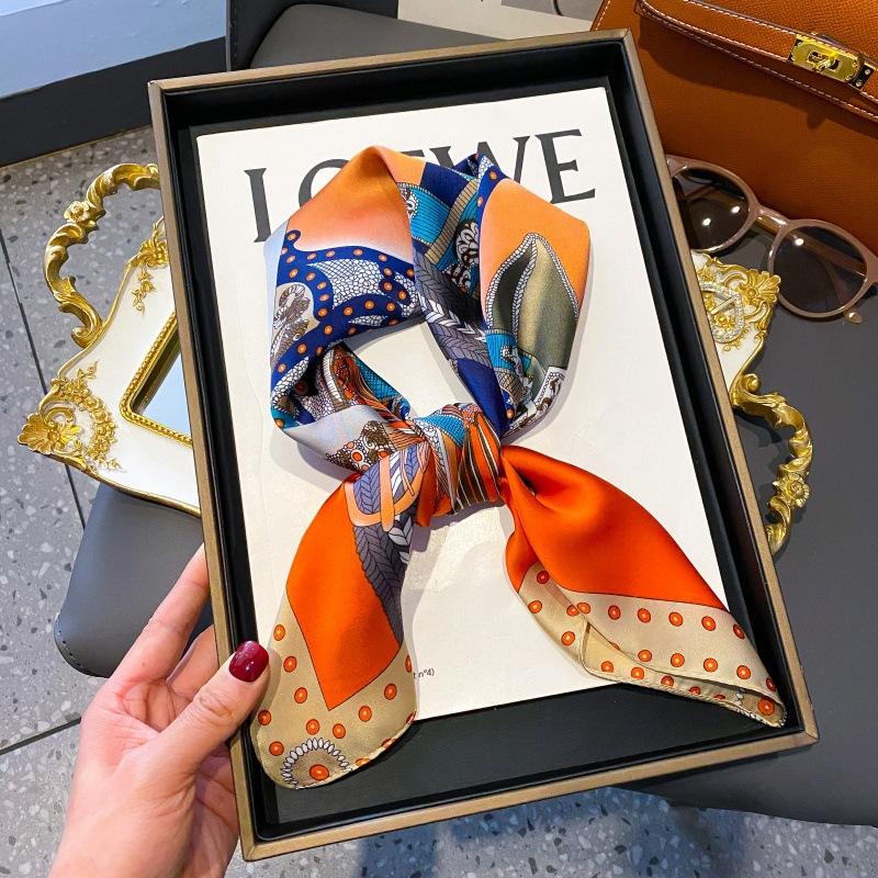 High-end large square scarf silk scarf women's new versatile neck summer thin bag head mother scarf with shawl