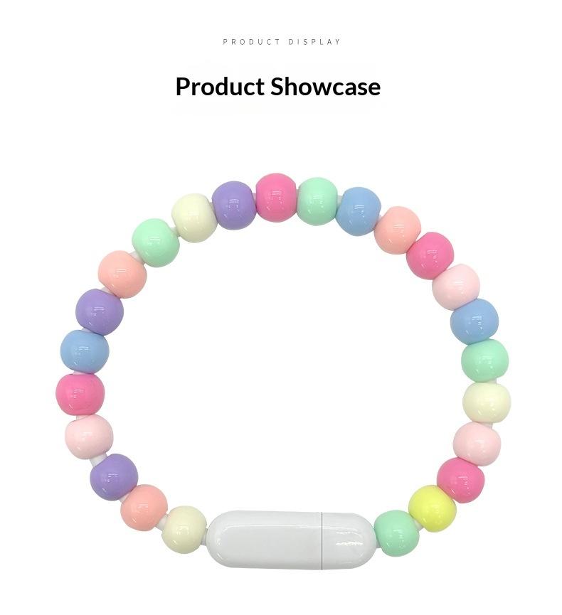 Portable Beaded Bracelet Charging Data Cable Pure Copper Conductor Type-C Interface 60W Fast-Charging Mobile Phone Cable Data