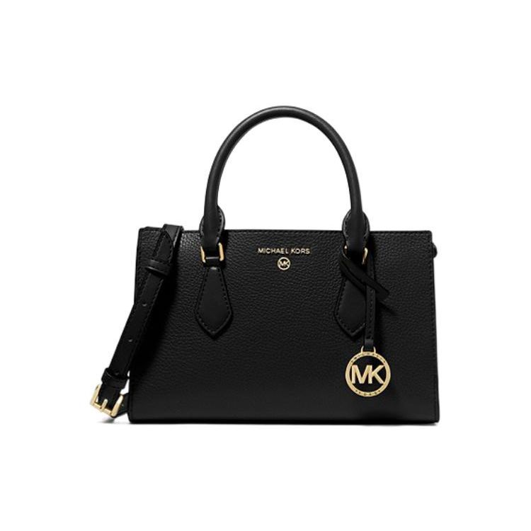 Michael Kors Mk Valerie 24 Сумка-тоут с золотым логотипом-буквами Кожаная фактура 'pebble' Женские сумки Черный 30F2G9VS1L-001