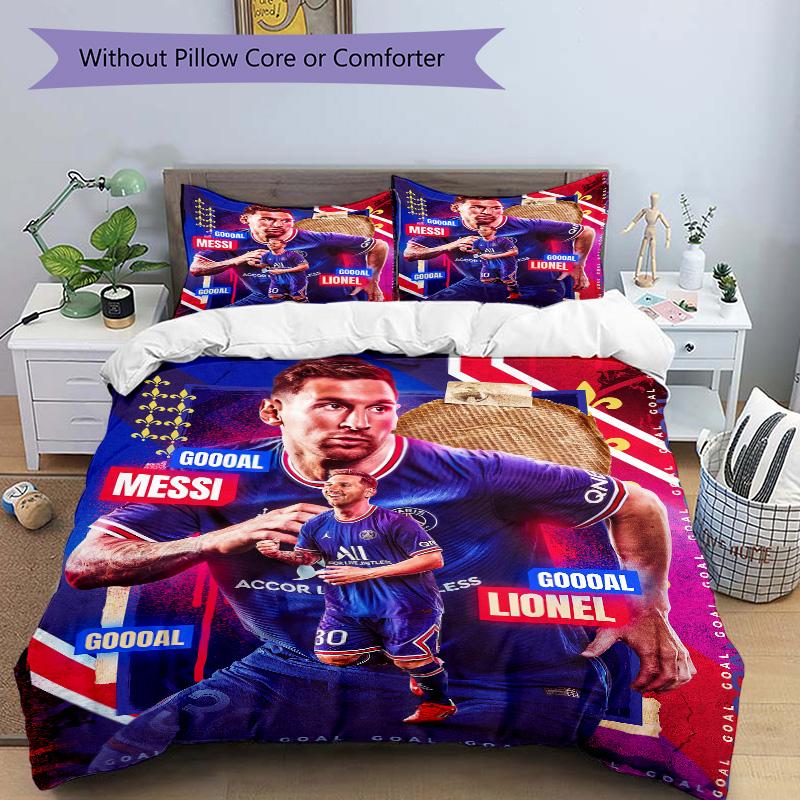 Messi'S Hattrick Celebration Print 3Pcs Bedding Setduvet Cover With 2 Bedropillowcase Home Birthday Gift