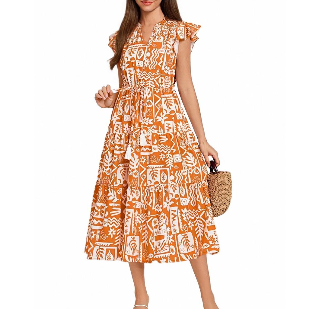 Женское платье с короткими рукавами и бахромой в стиле бохо для отдыха на пляже