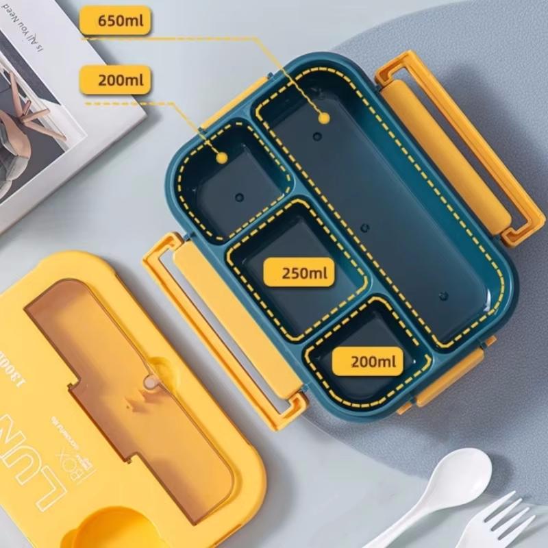 Student Lunch Box Double-layer Portable Compartment with Lids Leak-Proof Microwave Food Storage Carrying Handle Bento Boxes