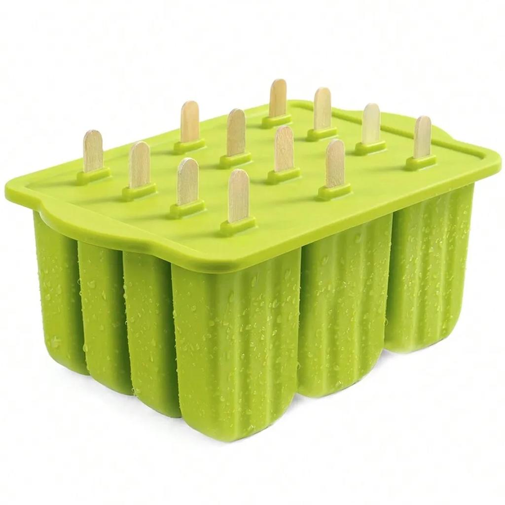 Leeseph Popsicles Mold, Reusable Easy-Release Silicone Homemade Maker Ice Pop Mold Trays with 50 Popsicle Sticks, Summer Gifts