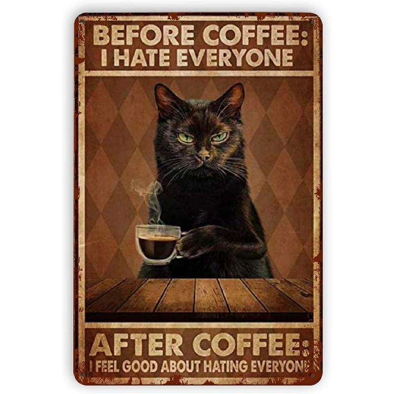Fmcmly I Do What I Want Funny Black Cat Decor Tin Signs Cute Cat Personalized Metal Poster Wall Art Decor Sign for Home Bathroom Garden Restroom