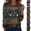 Women's Fashion Casual H Printed V-Neck Long Sleeve Decorative Button T-Shirt Tops