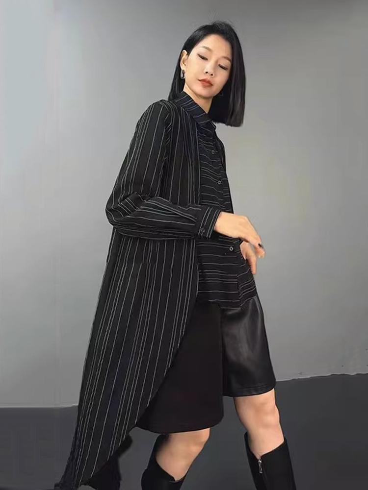 Xitao Асимметричная полосатая однобортная женская рубашка ZY8917