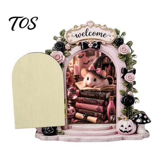 Wall Mounted Halloween Art Cute Ghost/Mouse Door Ornaments, Miniature Decoration, Double Tiered Tray Decor Layer Arch Corner for Bookshelf Decoration