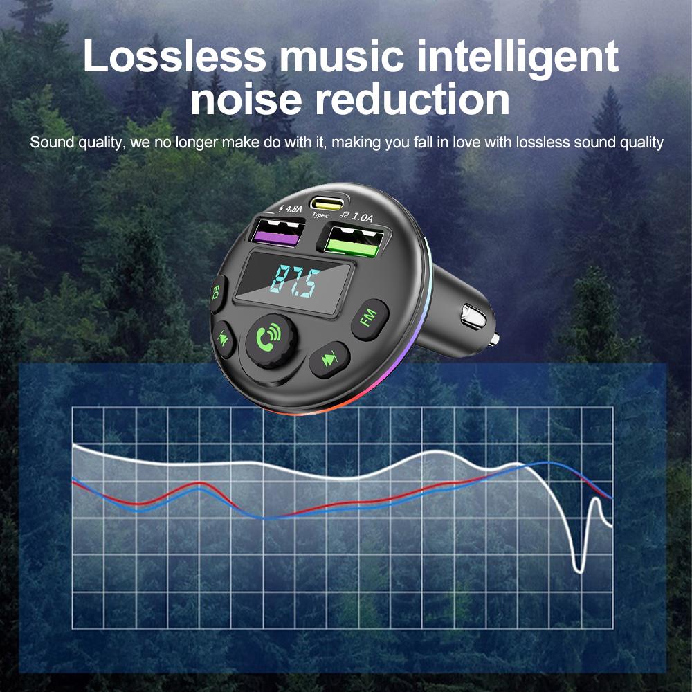 Автомобильный Bluetooth 5.0 FM-передатчик MP3-модулятор плеер Handsfree аудиоресивер с 3 в 1 двойным USB-кабелем для зарядки для iPhone Huawei