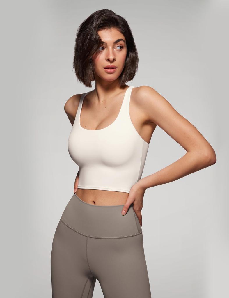 CRZ YOGA Yoga Bra Crossback Sports Yoga Asian Butterluxe White Size M Top, Bra, Wireless, Quick-Drying, Padded, Top, Fit, Apricot,