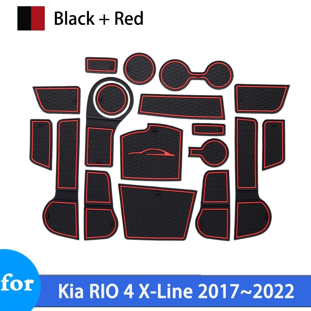 Нескользящий коврик в слот для Kia Rio 4 Tonic X-Line FB UC 2017 2018 2019 2020 2025 2025 Автомобильные противоскользящие коврики для углублений, аксессуары для интерьера