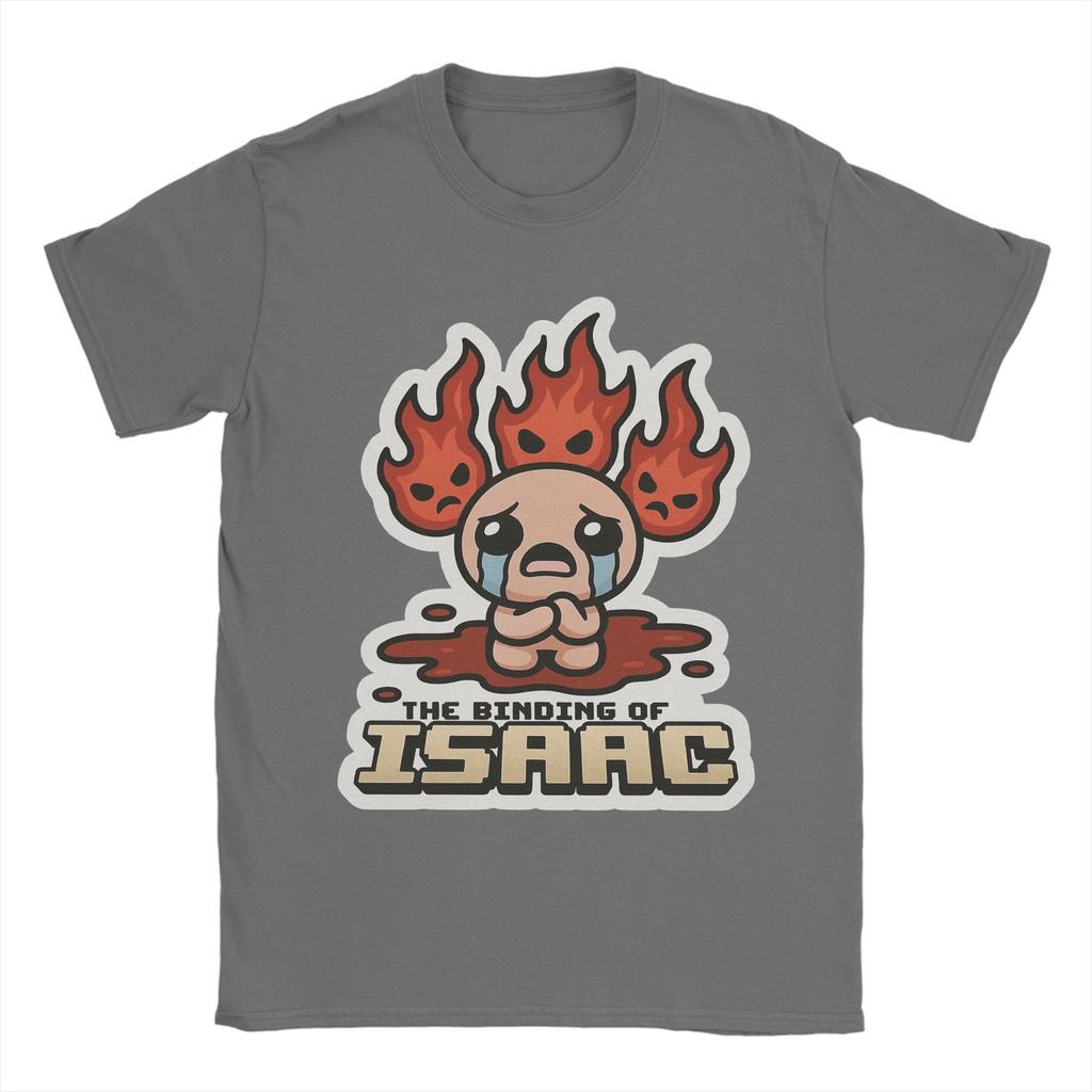 Футболка в стиле The Binding of Isaac с пламенем, унисекс, винтажная, хлопковая, с круглым вырезом, короткий рукав, одежда больших размеров