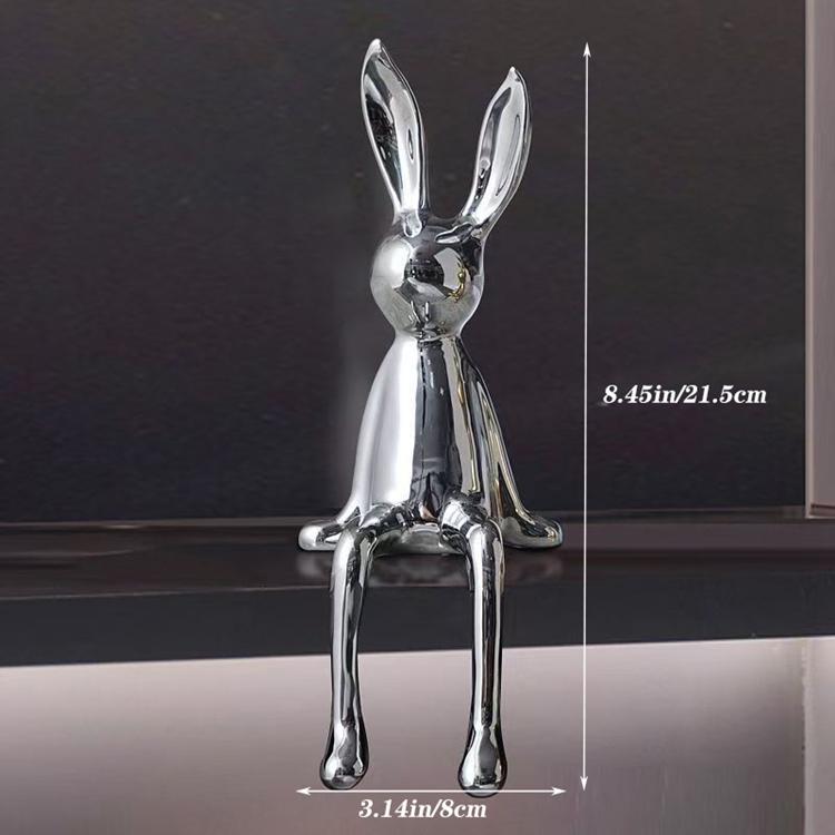 Керамическая сидящая фигурка кролика с гальваническим покрытием, милая декоративная скульптура животного для пасхального домашнего декора, настольное украшение для полки