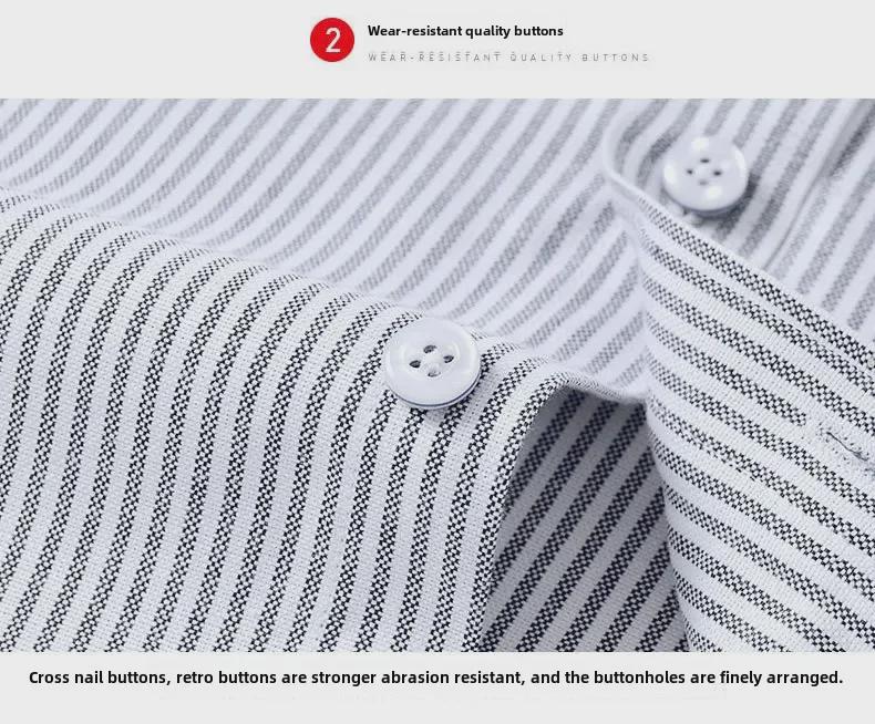 Мужская приталенная рубашка Oxford с узором в полоску и защитой от морщин, повседневная, с длинными рукавами, простая в уходе, корейский стиль