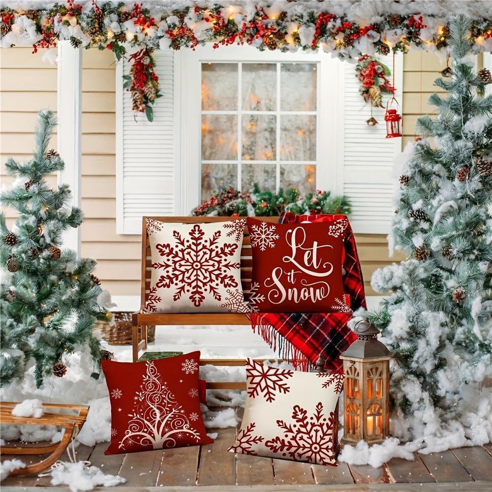 Christmas Decoration Pillowcase Red Snowflake Christmas Tree Pillow Cover Living Room Sofa Cushion Cover Room Home Decoration