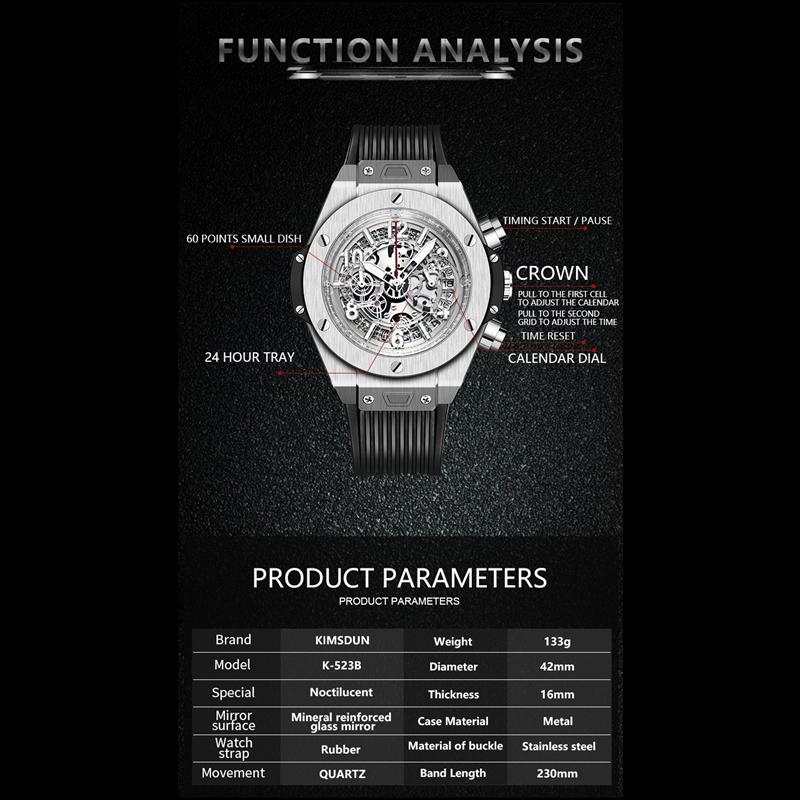 KIMSDUN Часы мужские топ бренд роскошные часы мужские спортивные силиконовые модные календарные часы камень