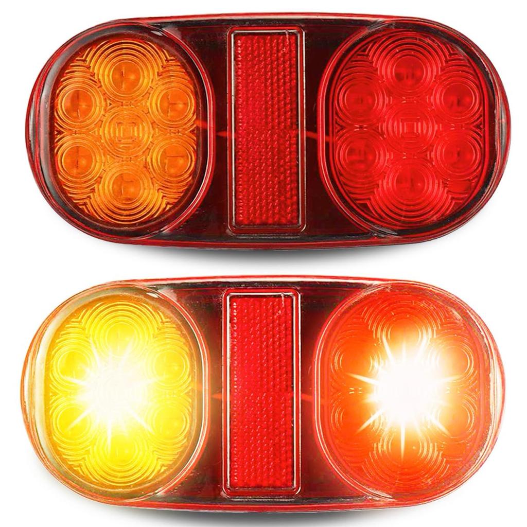 UP-BASE Trailer LED Tail Lamp, Universal -24V, Waterproof, High Brightness, Turn Signal, Brakes, Small, Reflective, Oblong, Left and Right Set